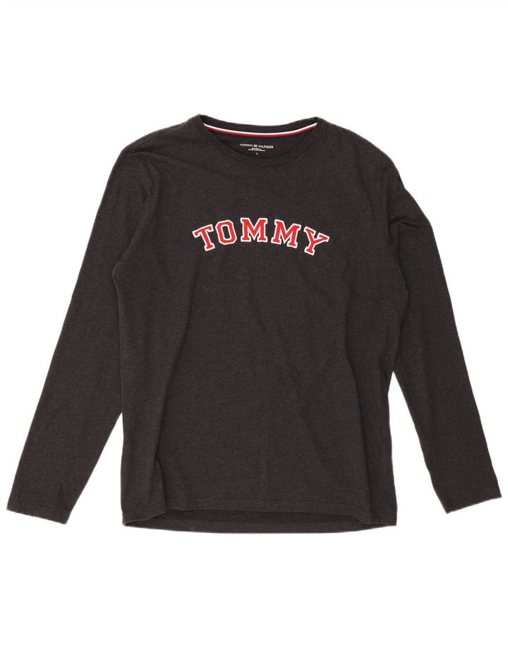 Top gráfico masculino Tommy Hilfiger manga comprida grande algodão preto