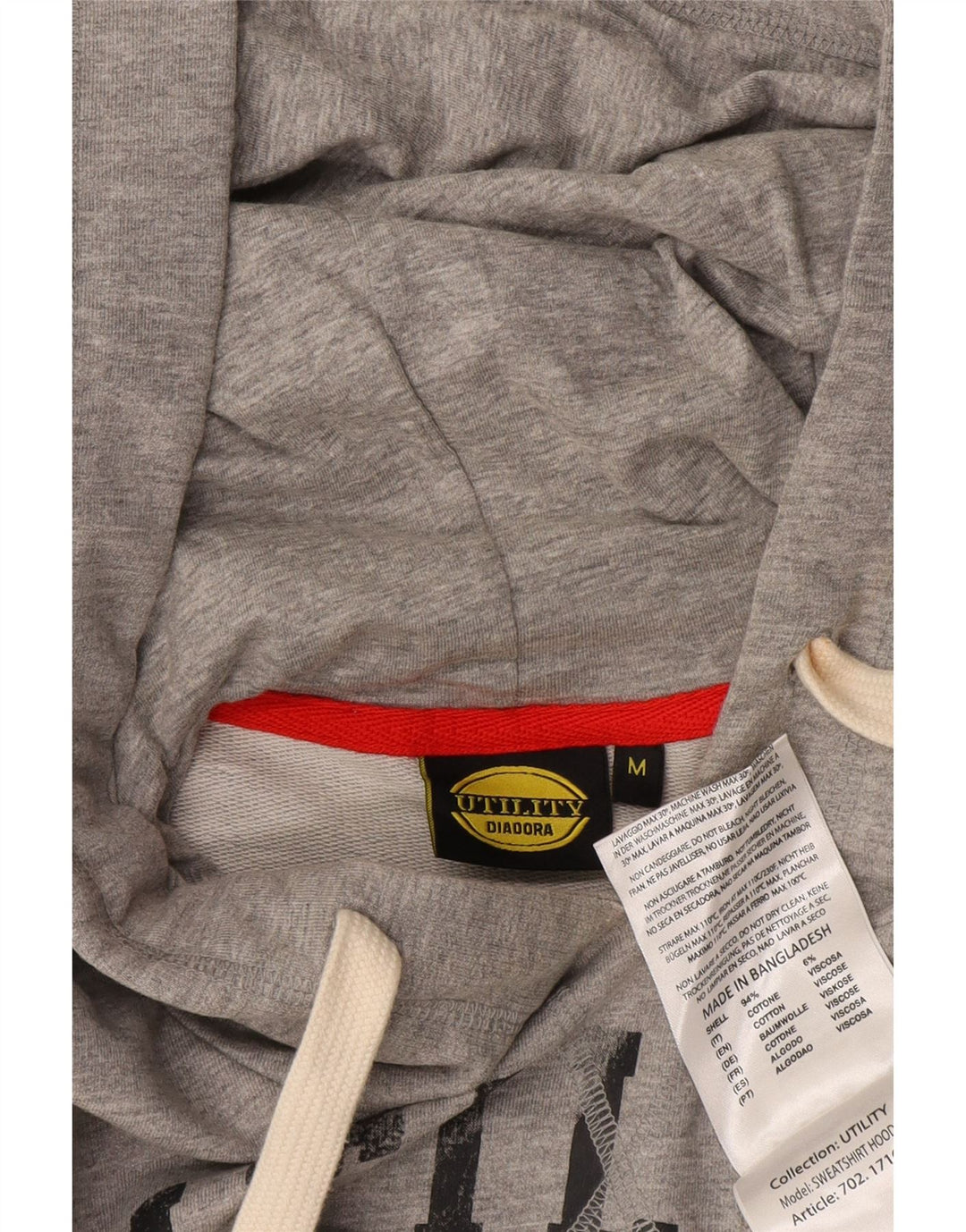 Diadora Mens Graphic Hoodie Jumper Médio Algodão Cinza