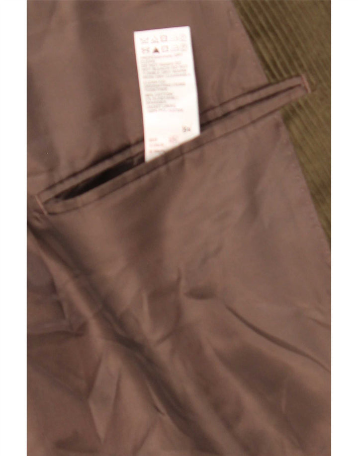 Jaqueta blazer masculina de veludo cotelê Marks & Spencer com 2 botões Reino Unido 40 grande cáqui
