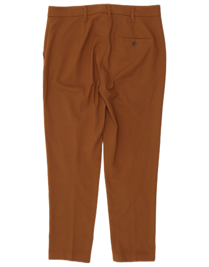 Calça feminina MARELLA de terno slim UK 14 grande W34 L28 poliéster marrom