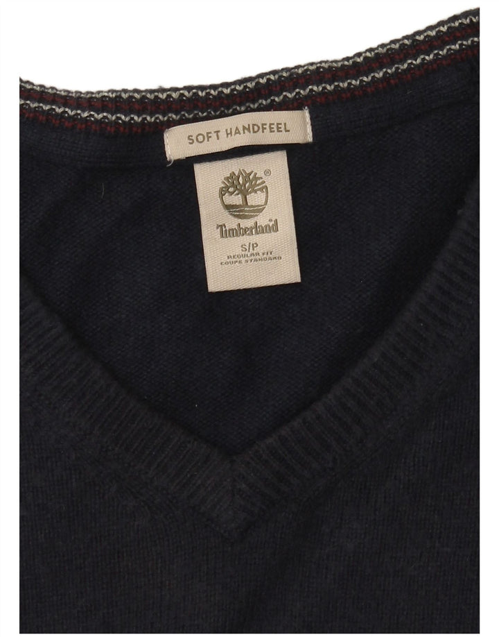 Suéter masculino Timberland Regular Fit com decote em V pequeno azul marinho