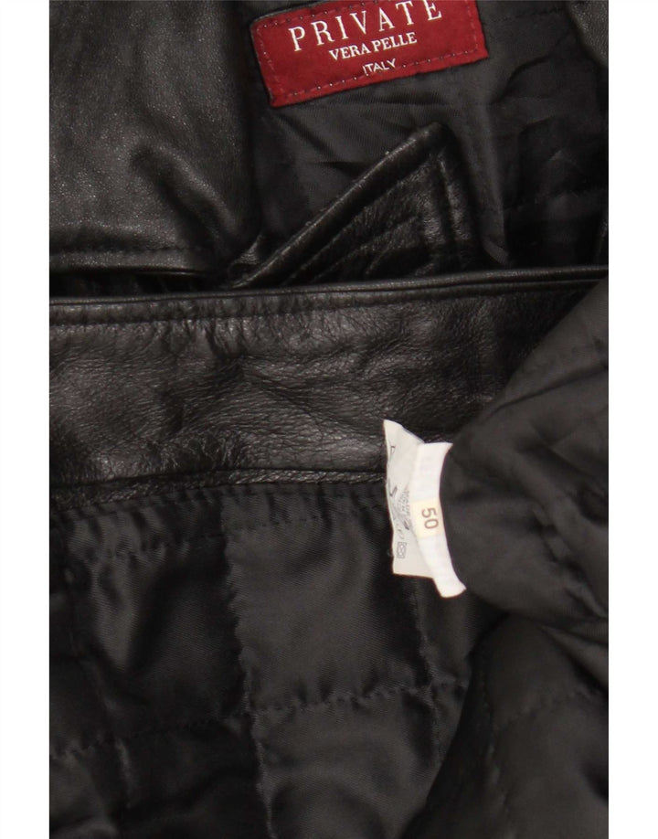 Casaco de couro masculino privado IT 50 grande preto