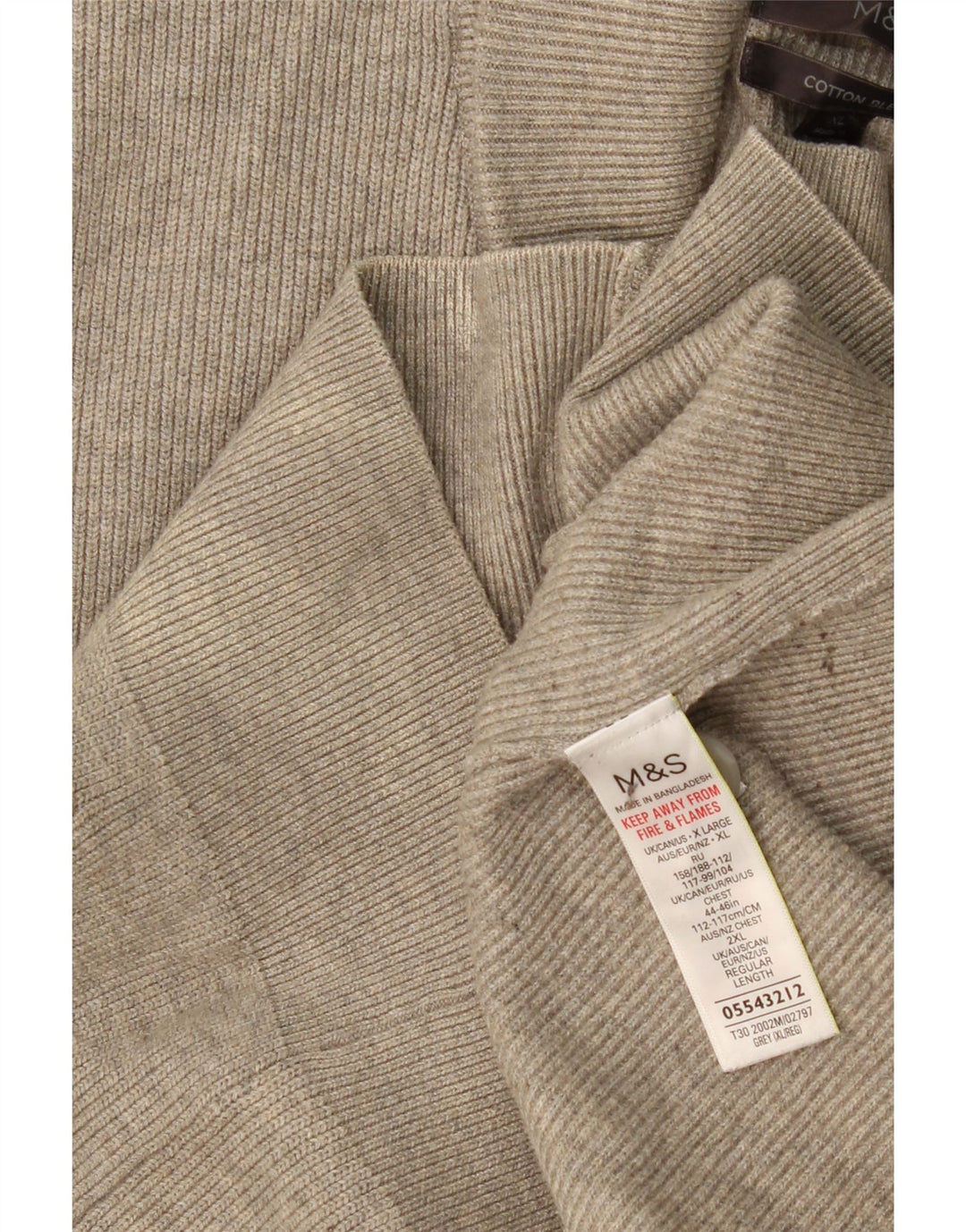 Suéter cardigã masculino MARKS & SPENCER Reino Unido 44/46 XL poliéster cinza