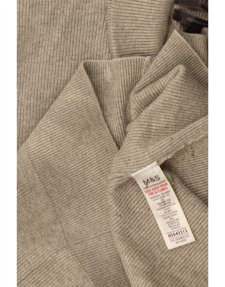 Suéter cardigã masculino MARKS & SPENCER Reino Unido 44/46 XL poliéster cinza