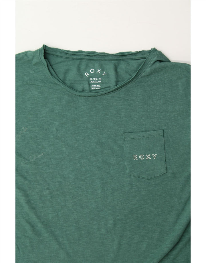 ROXY Boys Graphic T-Shirt Top 13-14 Years XL Green Cotton Vintage Roxy and Second-Hand Roxy from Messina Hembry 