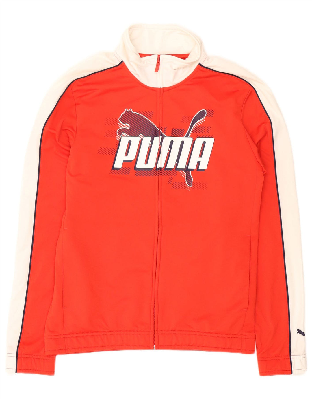 PUMA Mens Graphic Tracksuit Top Jacket Pequeno Poliéster Colorblock Vermelho