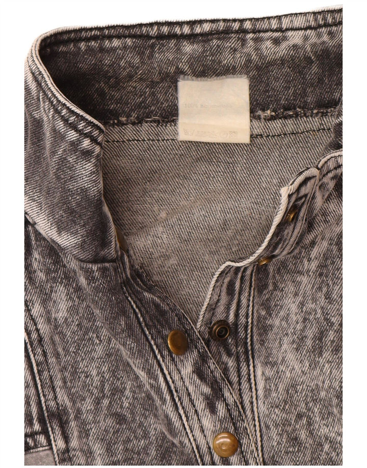 Jaqueta jeans feminina VINTAGE pulôver UK 20 2XL algodão cinza