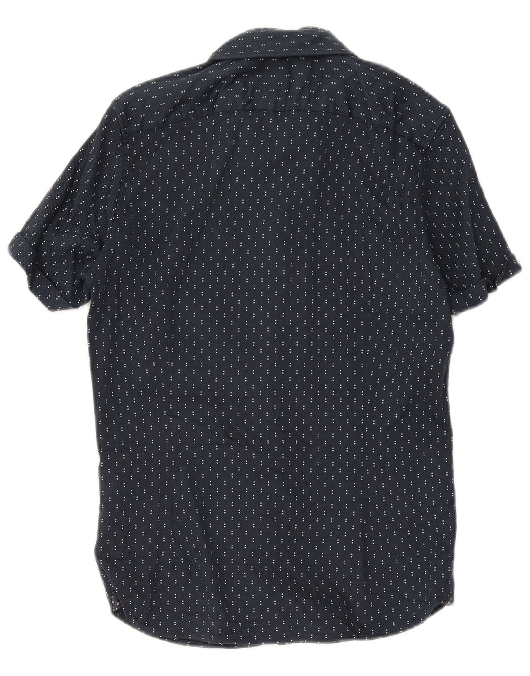 Camisa masculina de manga curta Ted Baker tamanho 3 algodão geométrico azul marinho médio