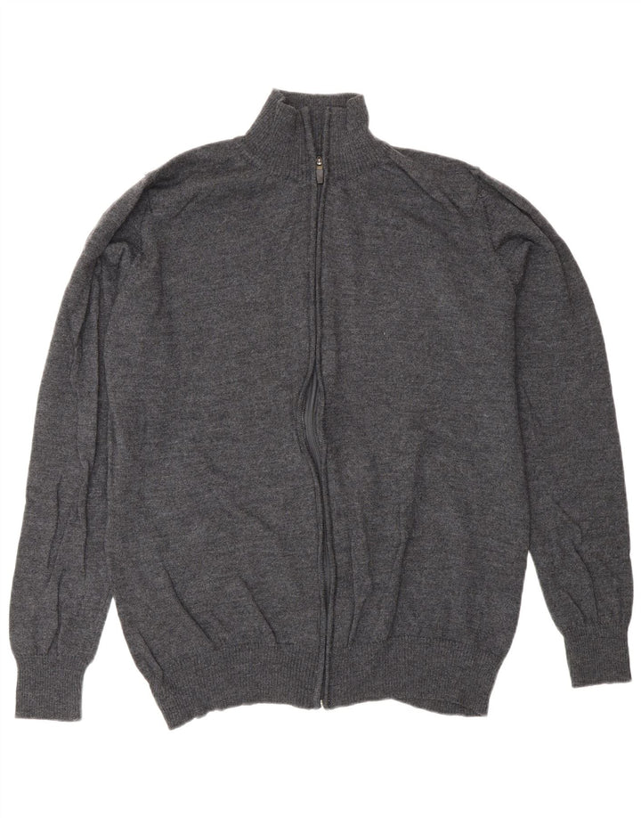Suéter cardigã masculino Zara XL lã cinza
