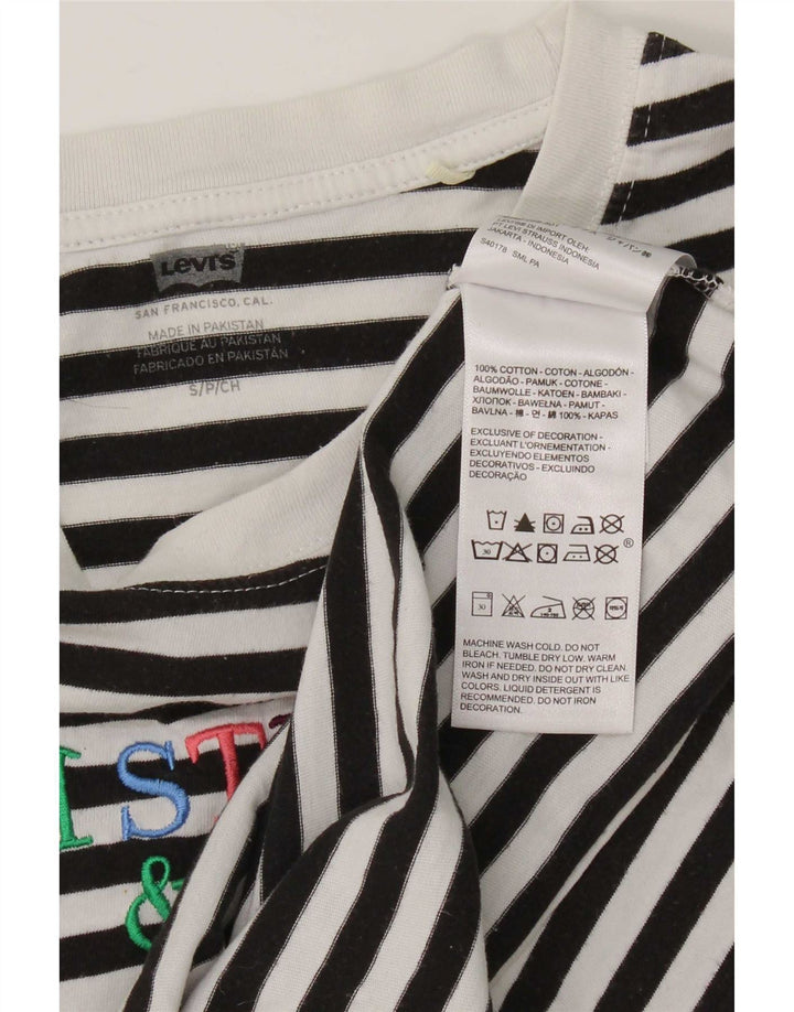 Levi's Womens Oversized Graphic Top Manga Longa Reino Unido 10 Pequeno Listrado Preto