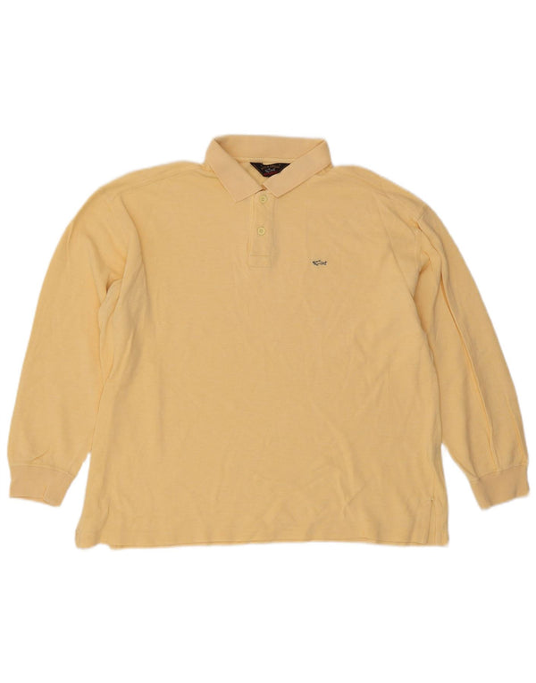 Paul & Shark Mens Long Sleeve Polo Shirt XL Yellow Cotton
