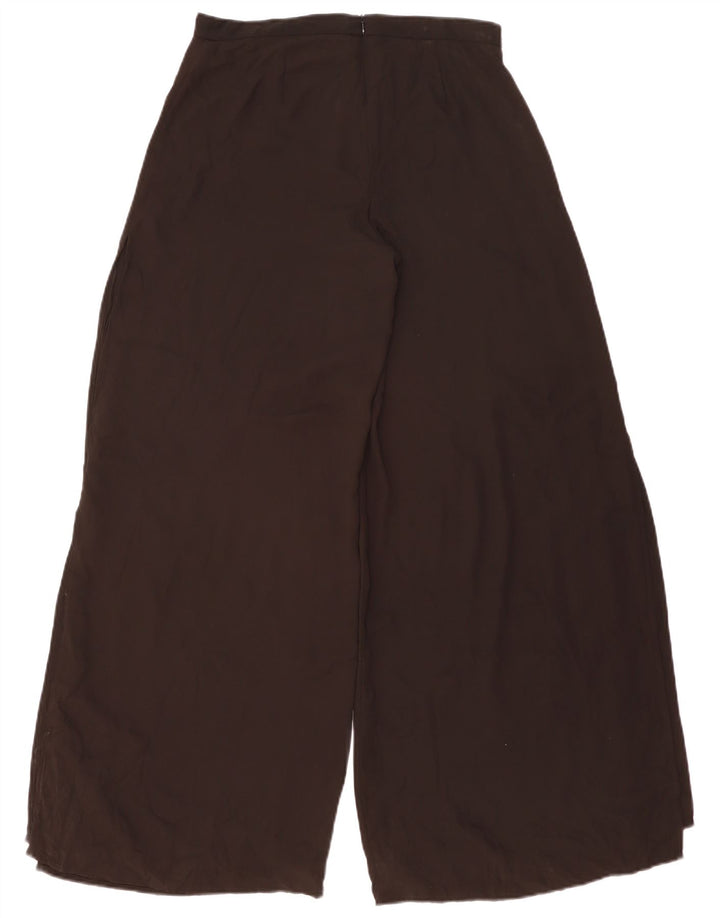 Zara Calça feminina casual de perna larga médio W30 L31 poliéster preto