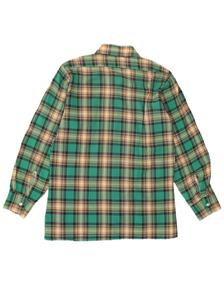 Camisa xadrez masculina vintage pequena xadrez verde