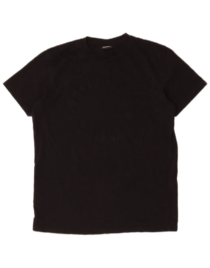 Diesel Camiseta Masculina Graphic Top Médio Preto
