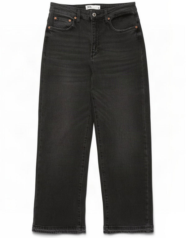 Zara Jeans retos femininos EU 40 Médio W30 L27 Algodão preto