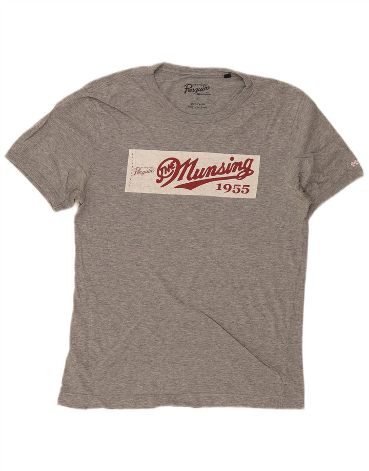 Camiseta masculina gráfica PENGUIN top pequeno algodão cinza