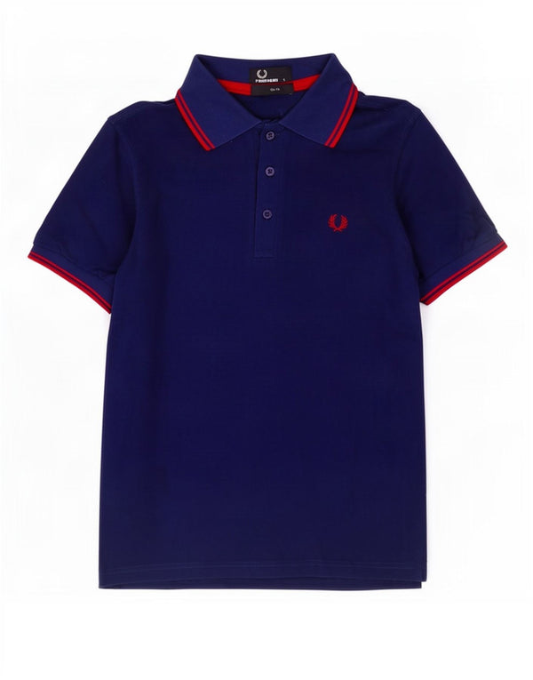 Camisa polo masculina Slim Fit Fred Perry pequena de algodão azul marinho