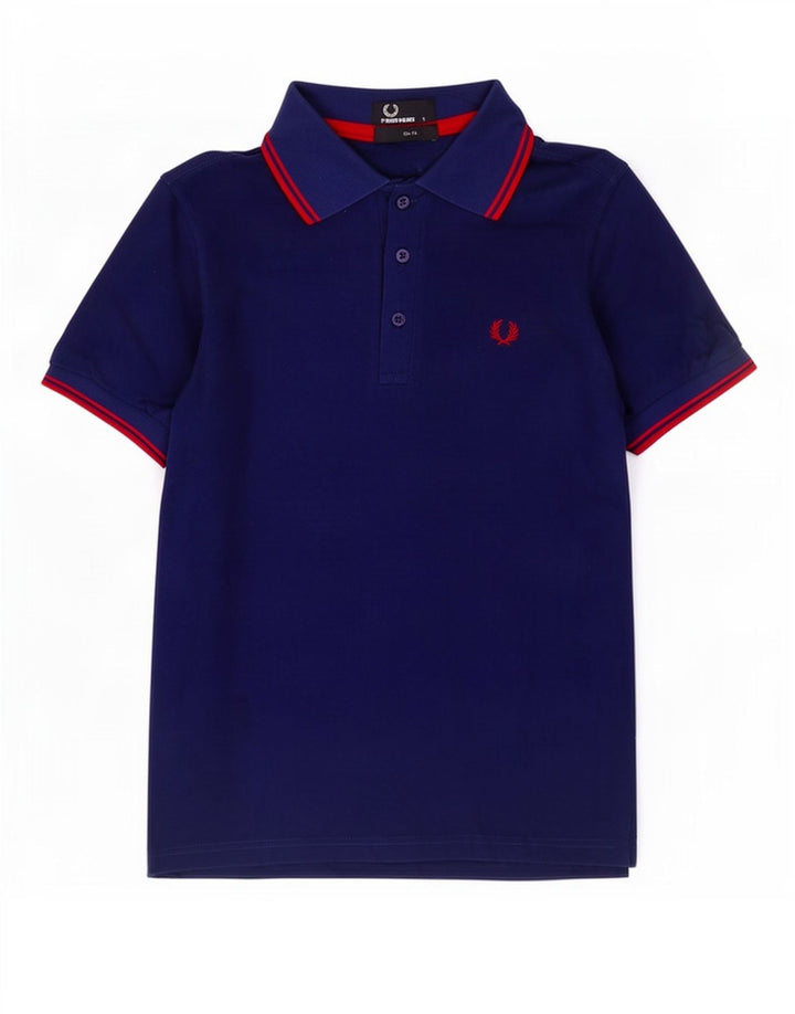 Camisa polo masculina Slim Fit Fred Perry pequena de algodão azul marinho