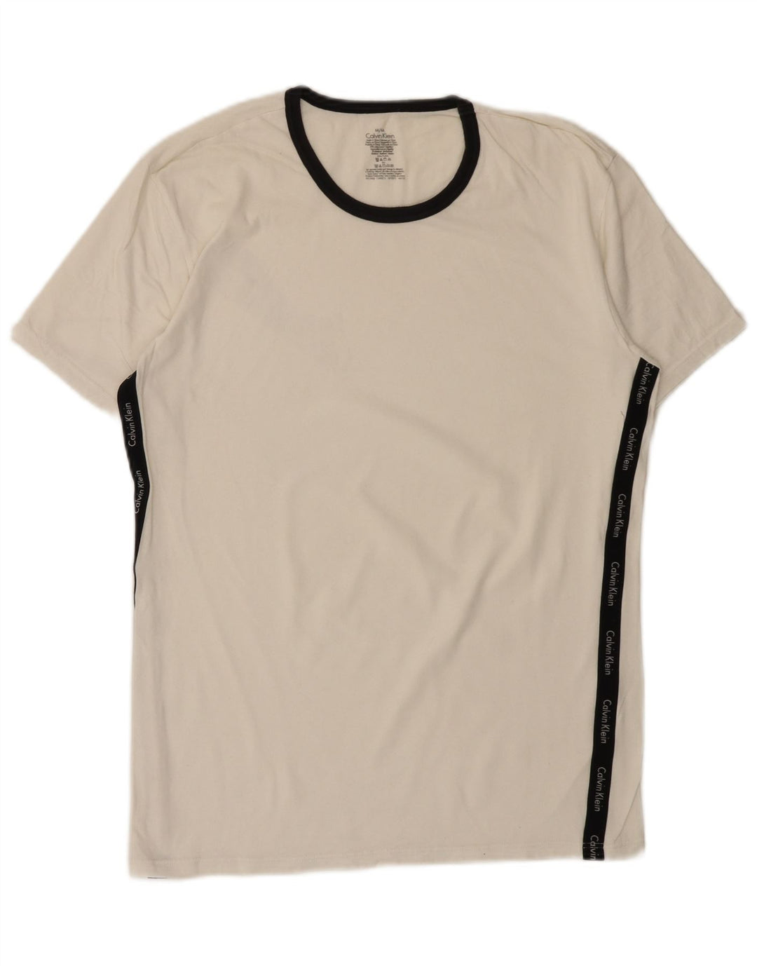 CALVIN KLEIN Camiseta masculina gráfica Top médio algodão branco