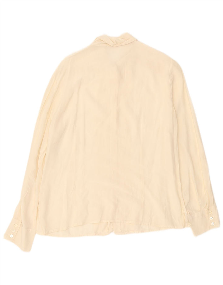 Camisa formal feminina vintage Reino Unido 16 grande branco