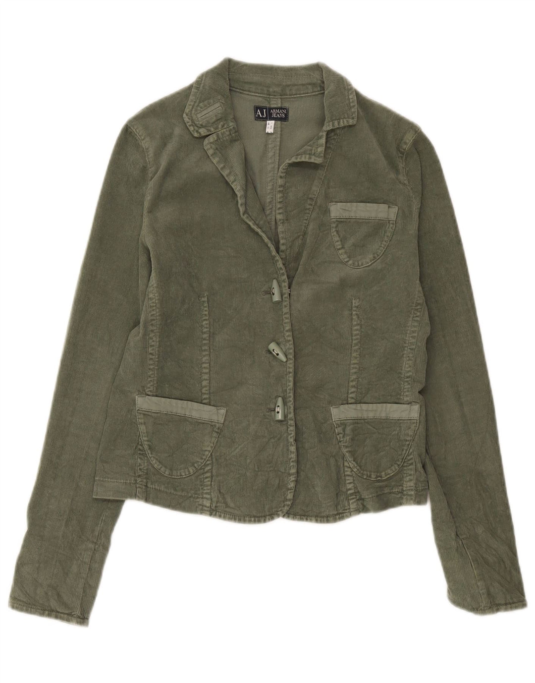 Jaqueta blazer feminina de veludo com 3 botões Armani Jeans Reino Unido 16 grande cáqui