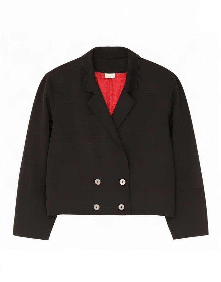 Jaqueta blazer feminina vintage oversized com peito duplo Reino Unido 10 pequena preta