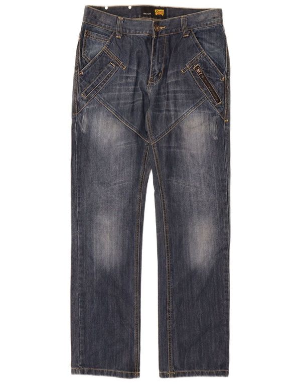 Jeans retos vintage para meninos 13-14 anos W28 L30 algodão azul