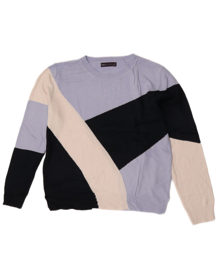 Suéter feminino Marks & Spencer com gola canoa Reino Unido 12 azul médio