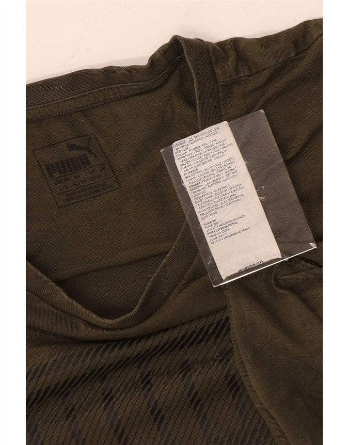 Puma Mens Graphic T-Shirt Top Grande Algodão Verde