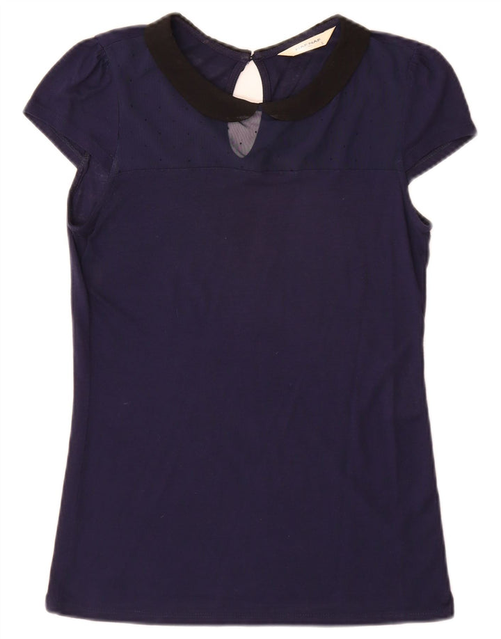 Blusa feminina Naf Naf UK 10 pequena azul marinho colorblock modal