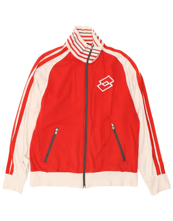 Lotto Mens Treino Top Jaqueta Grande Algodão Colorblock Vermelho