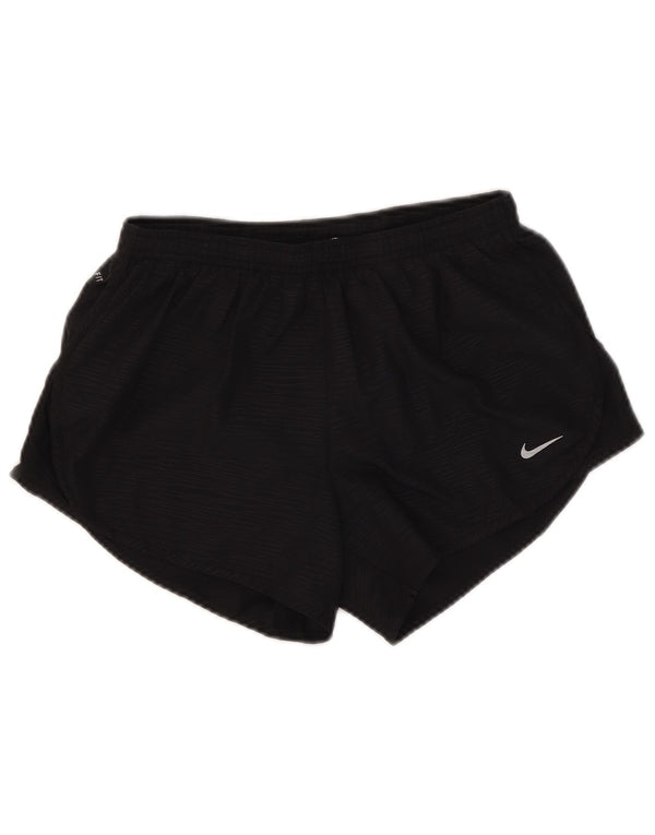 Shorts esportivos femininos Nike Dri Fit UK 10 pequenos listrados pretos