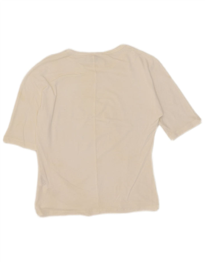 Camiseta feminina Max Mara Top UK 10 pequena viscose branca