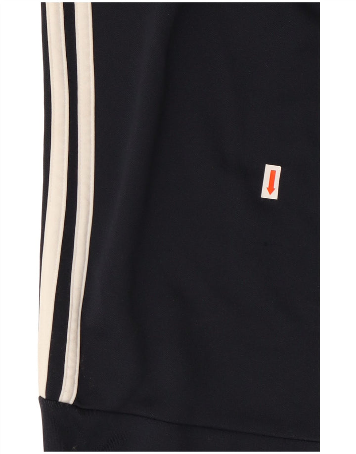 Calça de treino masculina Adidas média azul marinho listrada de poliéster