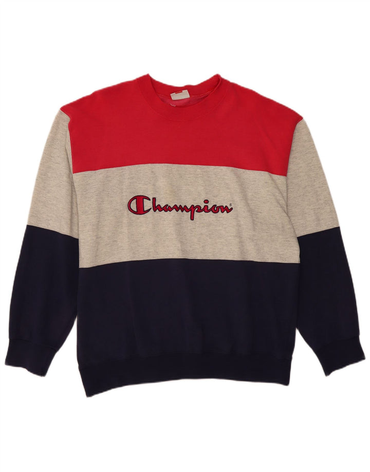 Champion moletom gráfico masculino jumper grande bloco colorido multicolorido
