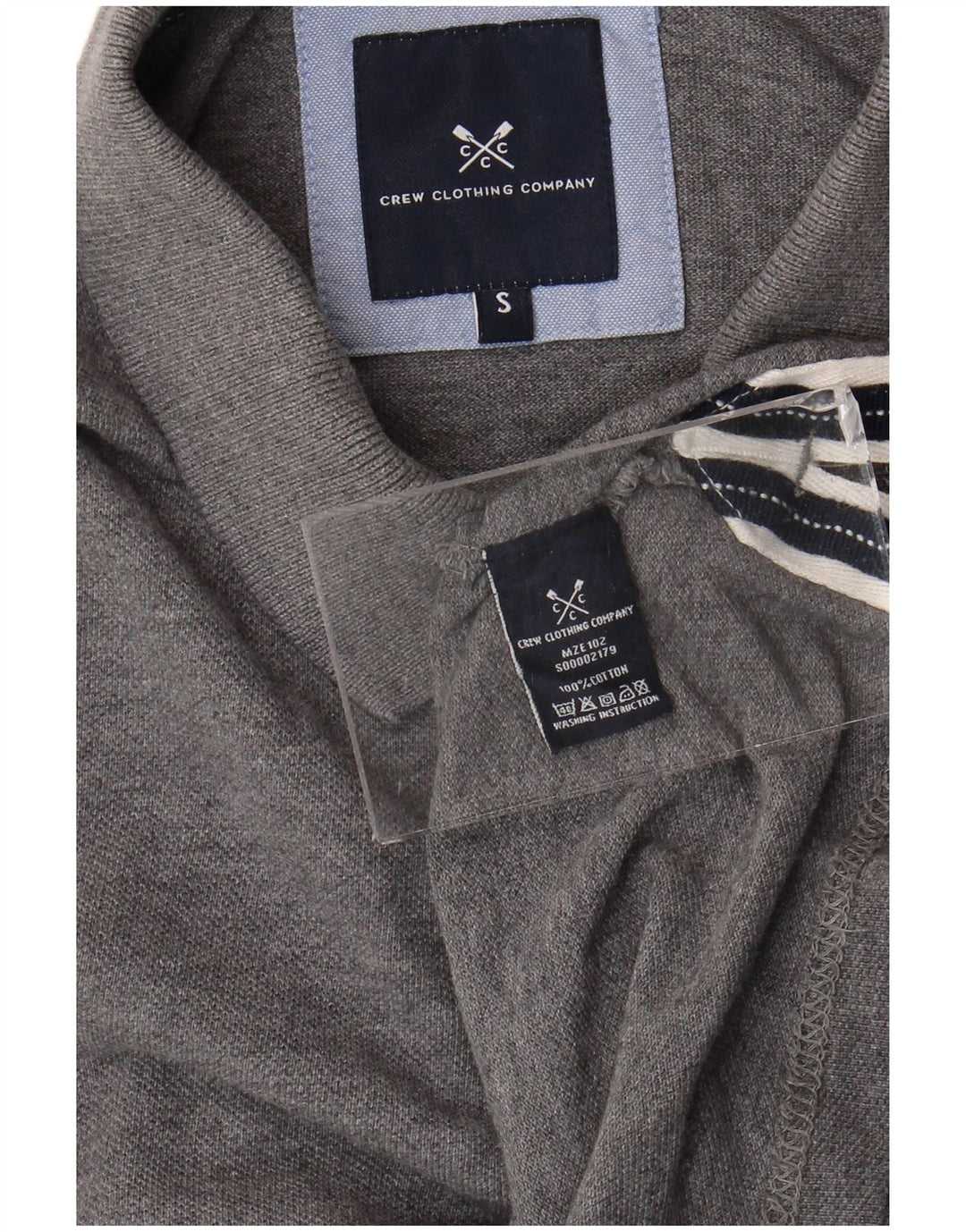 Camisa polo masculina Crew Clothing algodão cinza pequeno
