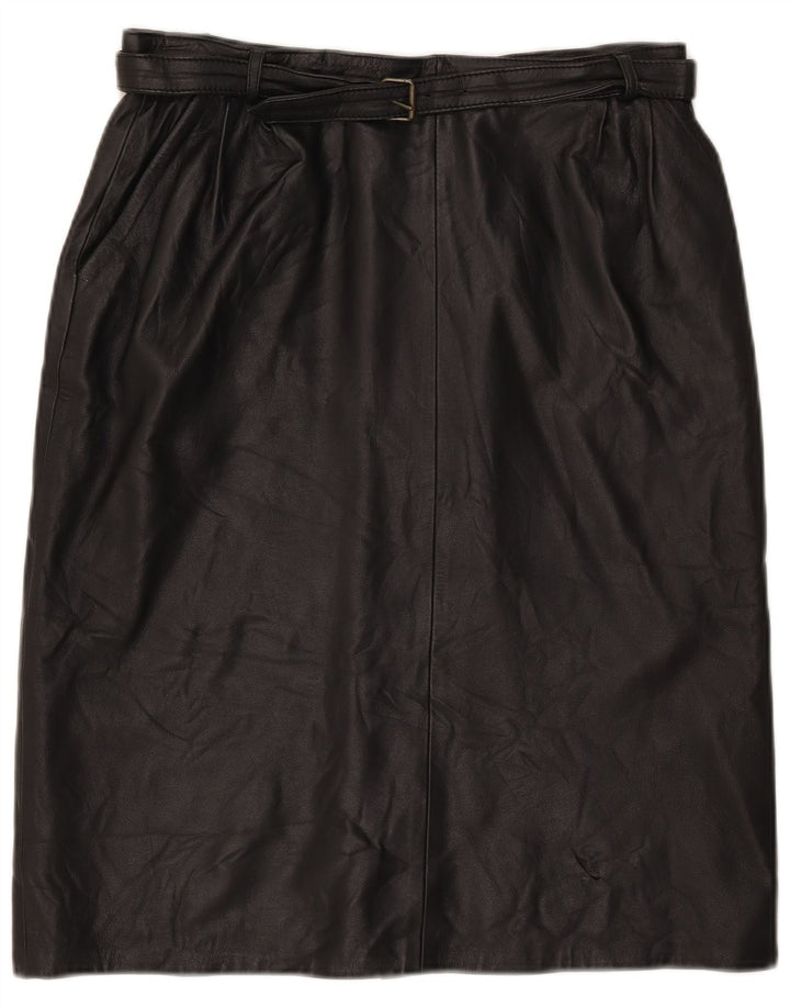 Saia de couro feminina vintage W32 grande preta