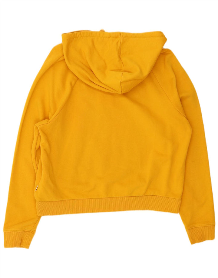 VANS feminino solto ajuste gráfico moletom com capuz Reino Unido 14 médio algodão amarelo