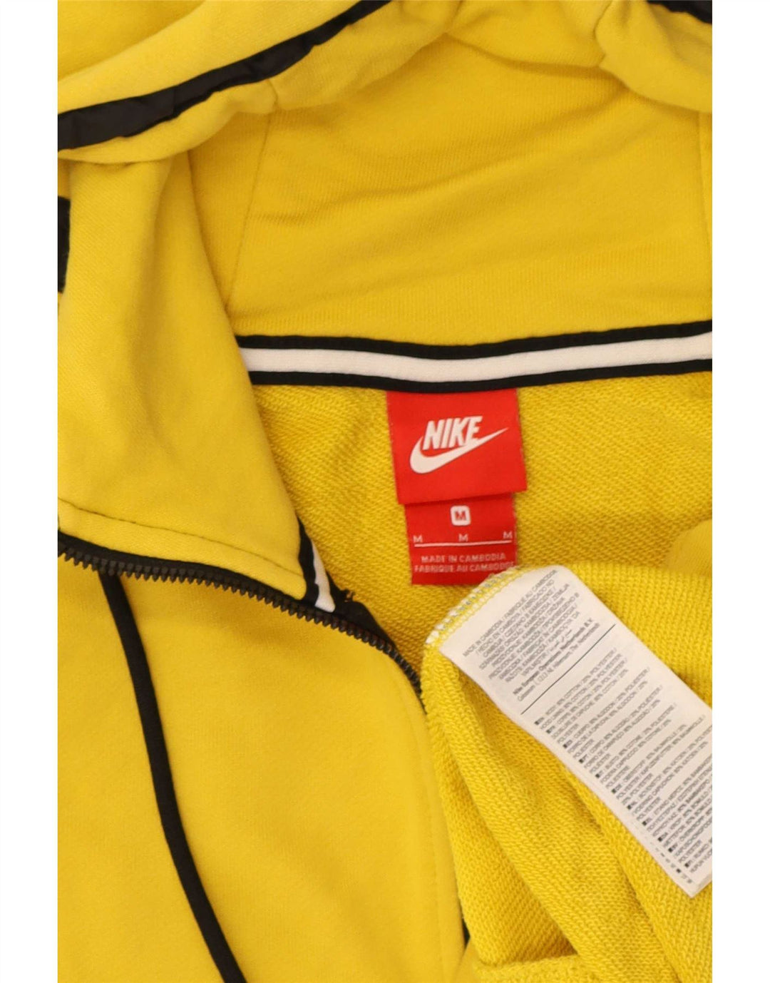 Suéter Nike masculino com capuz e zíper médio algodão amarelo