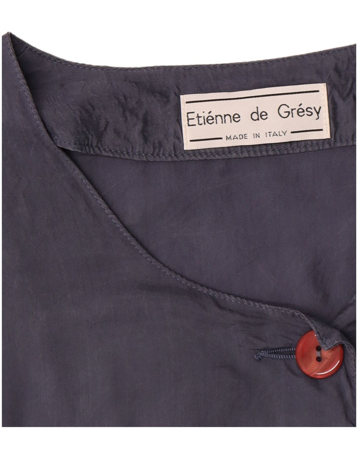 Jaqueta blazer feminina vintage de manga curta com 4 botões Reino Unido 14 azul marinho médio