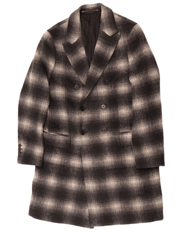 Sobretudo geométrico masculino All Saints UK 40 grande cinza xadrez clássico