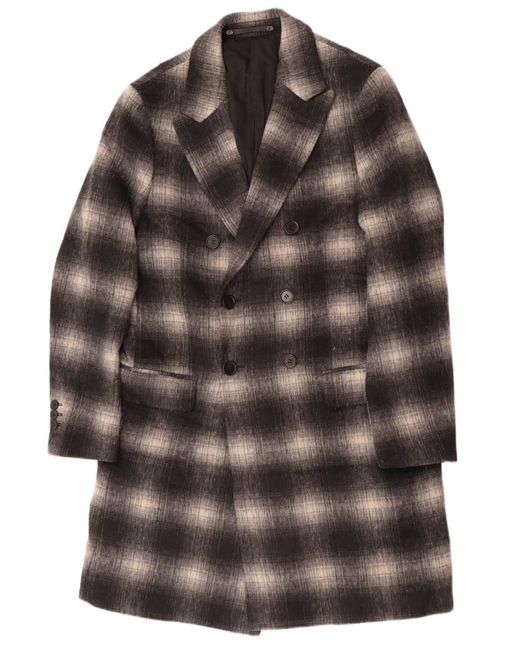 Sobretudo geométrico masculino All Saints UK 40 grande cinza xadrez clássico