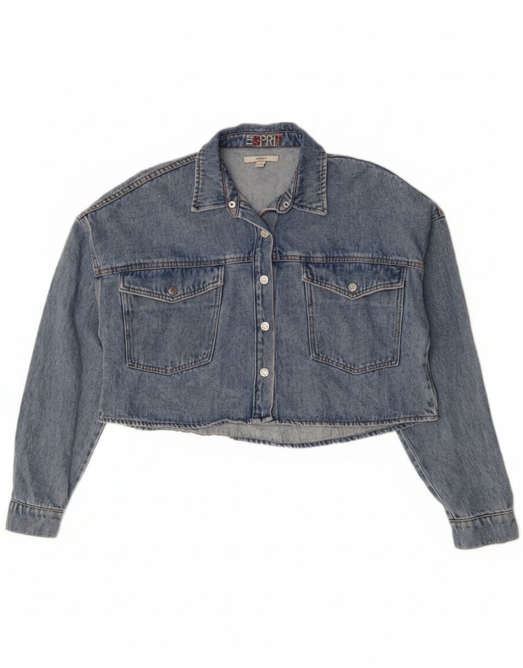 Jaqueta jeans feminina Esprit superdimensionada Reino Unido 10 algodão azul pequeno