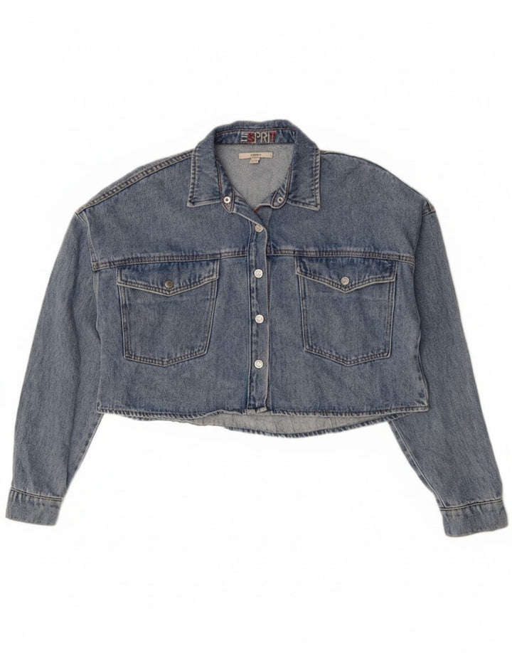 Jaqueta jeans feminina Esprit superdimensionada Reino Unido 10 algodão azul pequeno