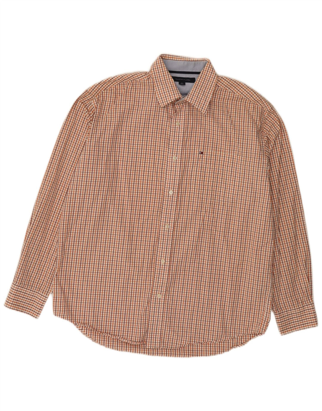 Camisa masculina Tommy Hilfiger média xadrez multicolorida de algodão