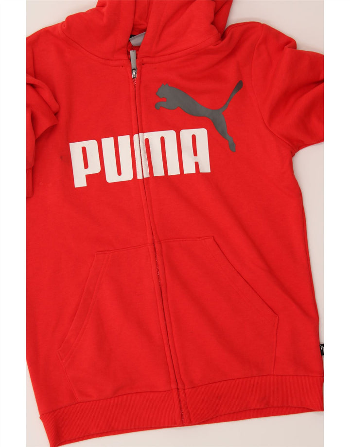 PUMA Boys Graphic Zip Hoodie Sweater 13-14 Years Orange Cotton Vintage Puma and Second-Hand Puma from Messina Hembry 