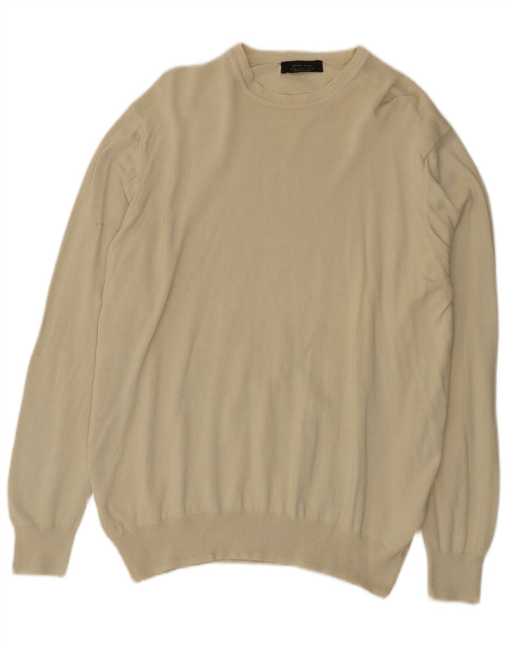 Zara Suéter masculino com gola redonda XL algodão bege