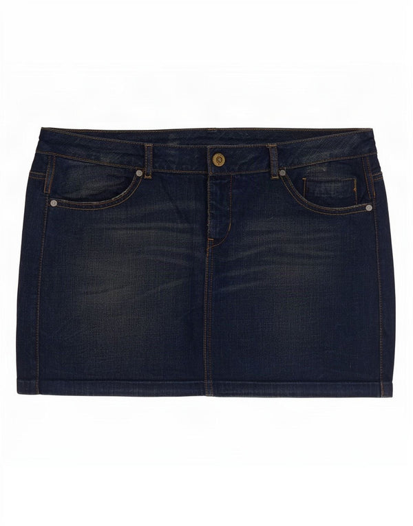 Mini saia jeans feminina Guess W32 grande algodão azul marinho