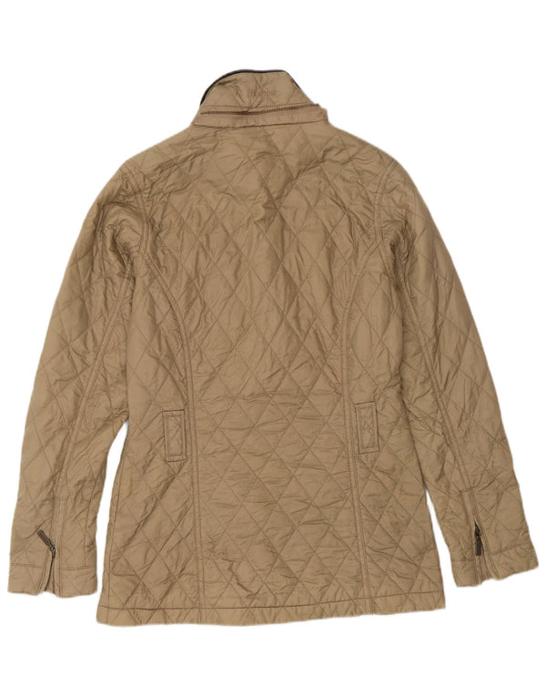 Jaqueta acolchoada feminina Barbour UK 8 pequena poliamida bege