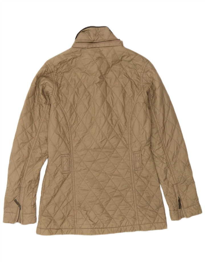 Jaqueta acolchoada feminina Barbour UK 8 pequena poliamida bege